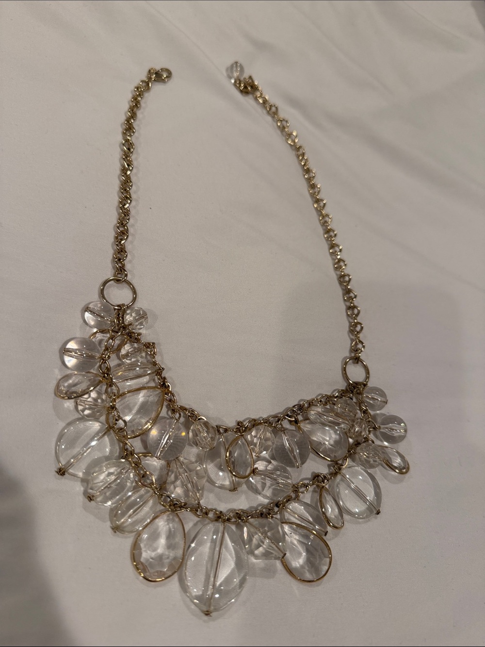Premier Designs Gold-Tone Necklace with Clear Crystal Drops